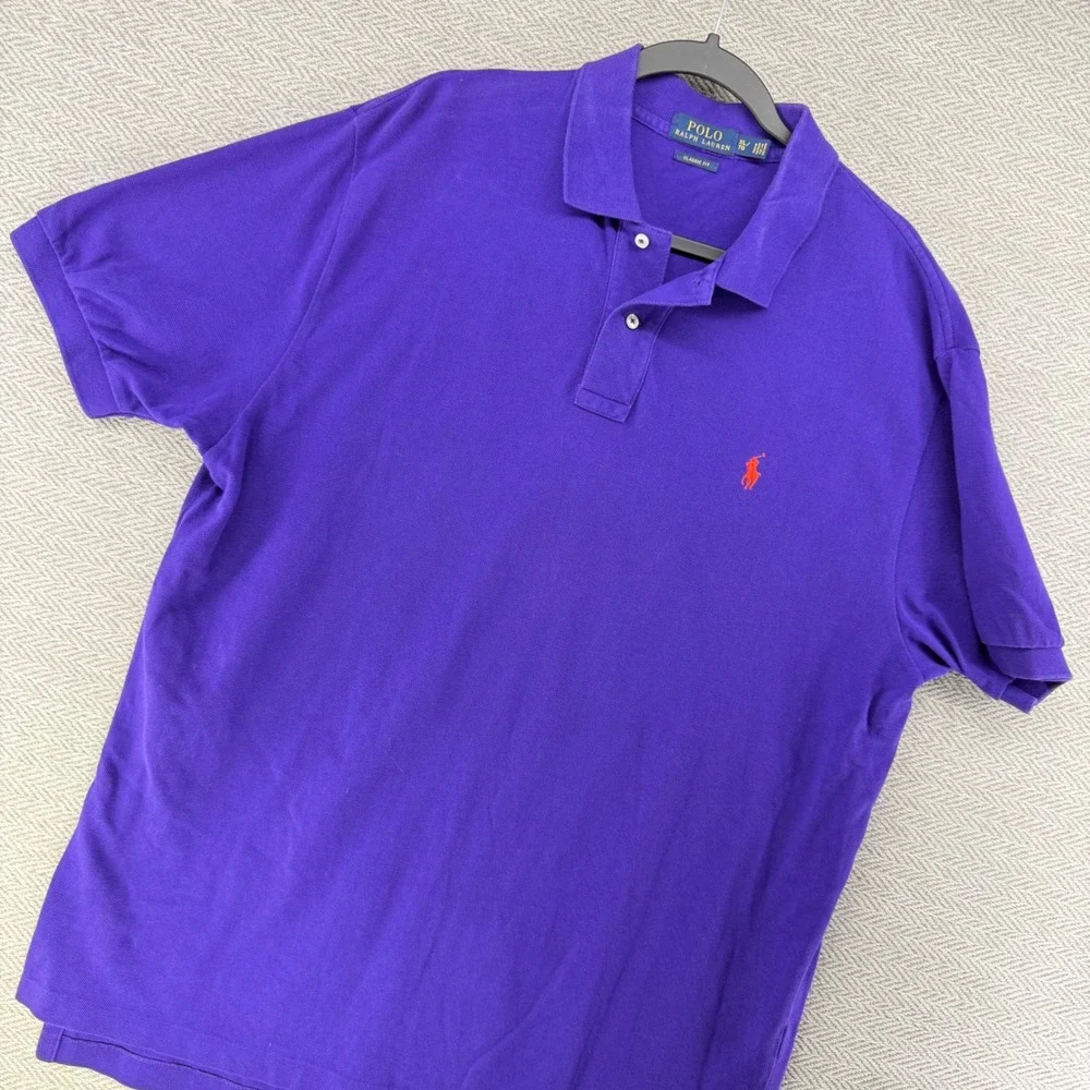 Polo Ralph Lauren Polo Shirt XL Purple Cotton Classic Fit Short Sleeve Pony Logo